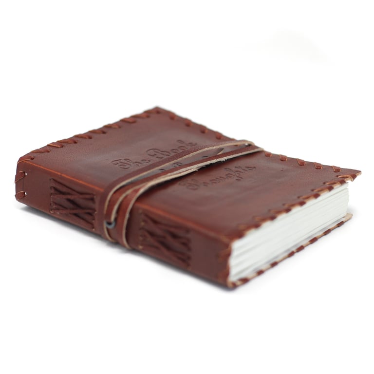 Leather Book of Thoughts 6x4 Wrap Notebook - A Luxurious Leather Journal for Travel and Daily Reflections