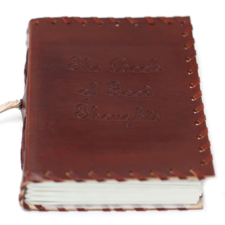 Leather Book of Thoughts 6x4 Wrap Notebook - A Luxurious Leather Journal for Travel and Daily Reflections