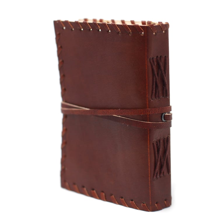 Leather Book of Thoughts 6x4 Wrap Notebook - A Luxurious Leather Journal for Travel and Daily Reflections