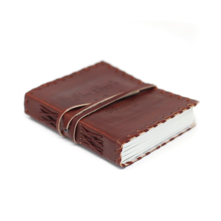 Leather Book of Thoughts 6x4 Wrap Notebook - A Luxurious Leather Journal for Travel and Daily Reflections