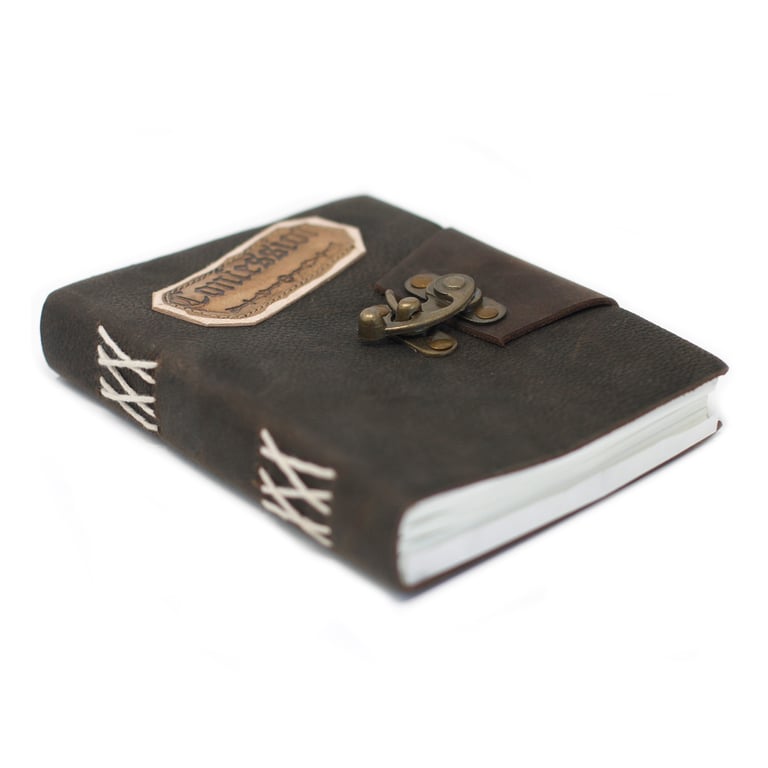 7x5 Leather Black Secure Notebook - Confessions Style (Brand Name)