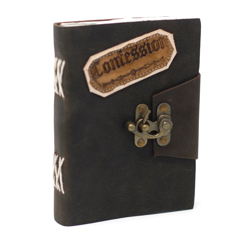 7x5 Leather Black Secure Notebook - Confessions Style (Brand Name)