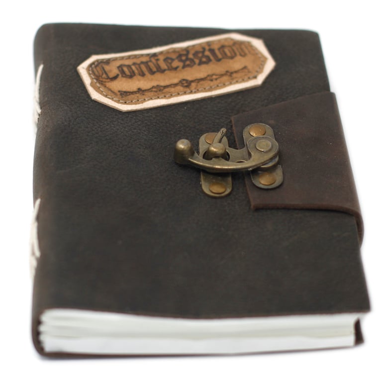 7x5 Leather Black Secure Notebook - Confessions Style (Brand Name)