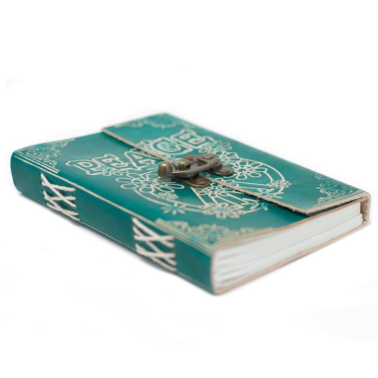 7x5 Leather Green Notebook with Lock - Durable & Stylish by Brand/Model