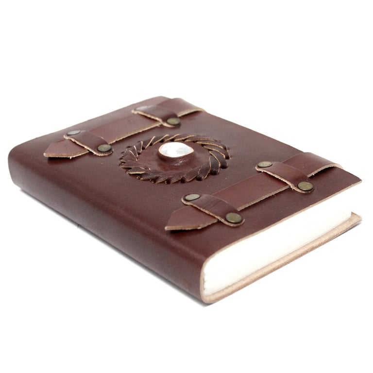 6x4 Leather Moonstone Notebook (with Belts) - Premium Quality by Brand/Model