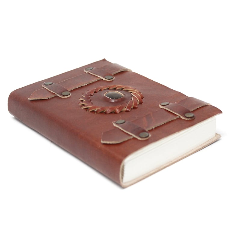 6x4 Leather Tigereye Notebook (with Belts) - Premium Quality by Your Brand