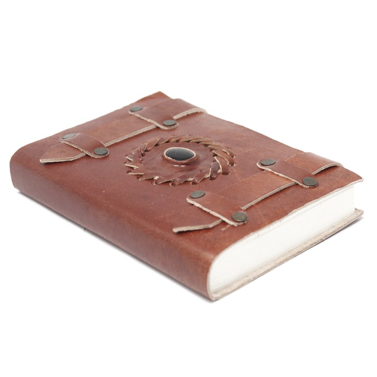 6x4 Leather Black Onyx Notebook with Belt - Premium Quality, Portable Design