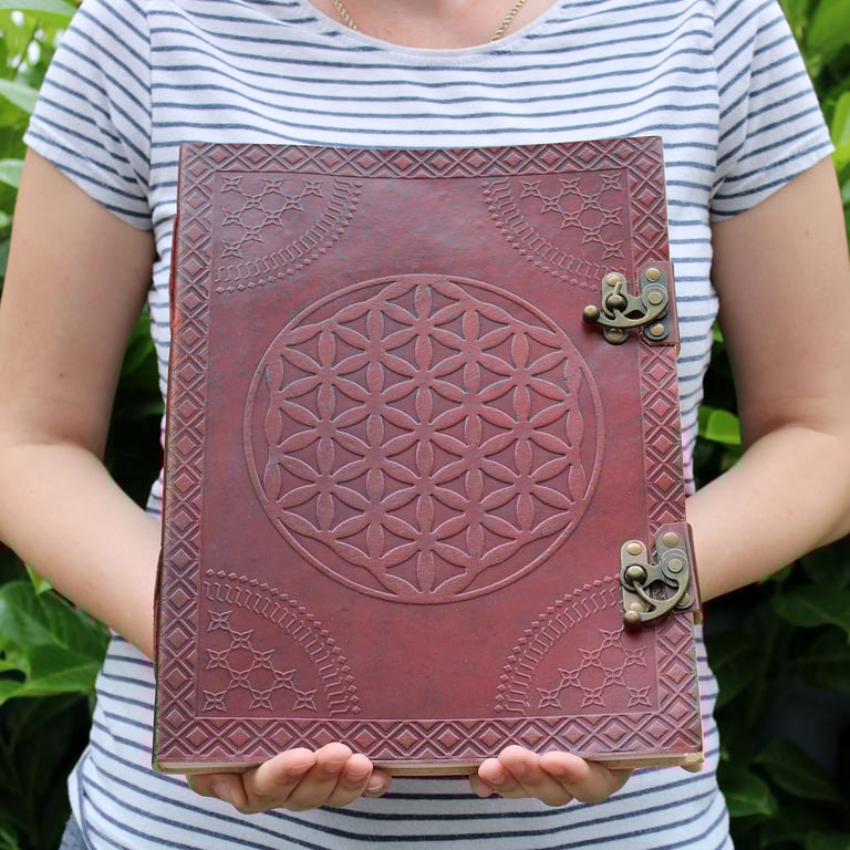 Leather Bound Flower of Life Book (200 pages, 10x13)