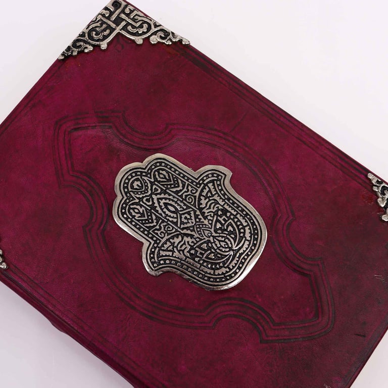 Large Tan Zinc Hamsa Book (200 Pages, 26x18cm) - Heafty Decor Edition