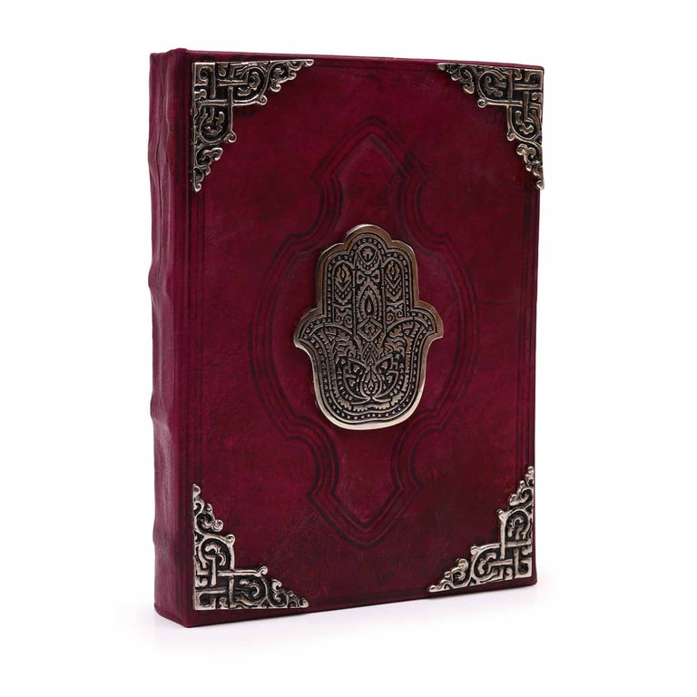 Large Tan Zinc Hamsa Book (200 Pages, 26x18cm) - Heafty Decor Edition