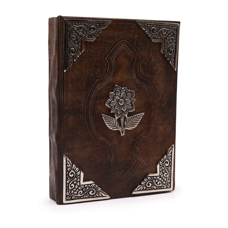 200-Page Decorative Hardcover Book (Zinc Rose Edition) - 26x18cm, Hefty Red Tan Deckle Edges