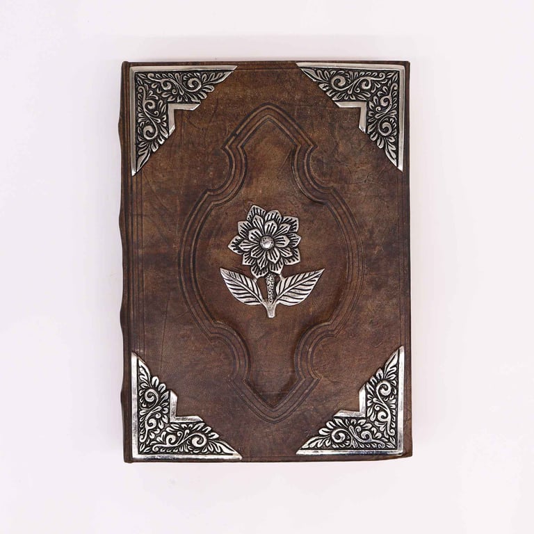 200-Page Decorative Hardcover Book (Zinc Rose Edition) - 26x18cm, Hefty Red Tan Deckle Edges