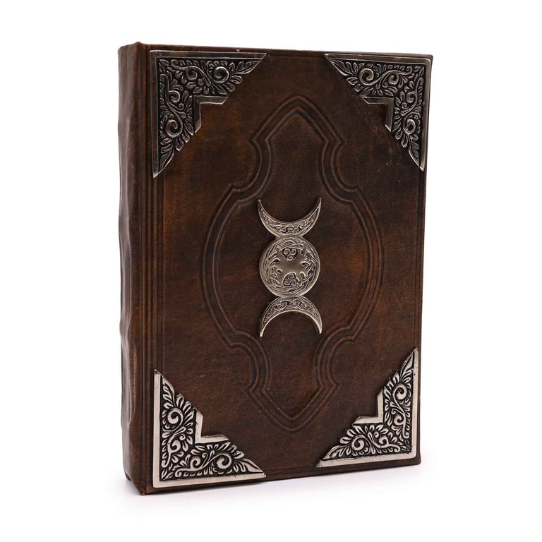 200-Page Decorative Zinc Book (Triple Moon Design) - Heafty Brown Tan Edition, 26x18cm