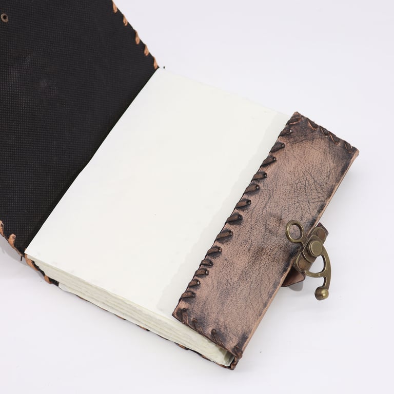 Brown Tan Decorative Hardcover Book (160 Deckle Edges Pages, 20x15cm)