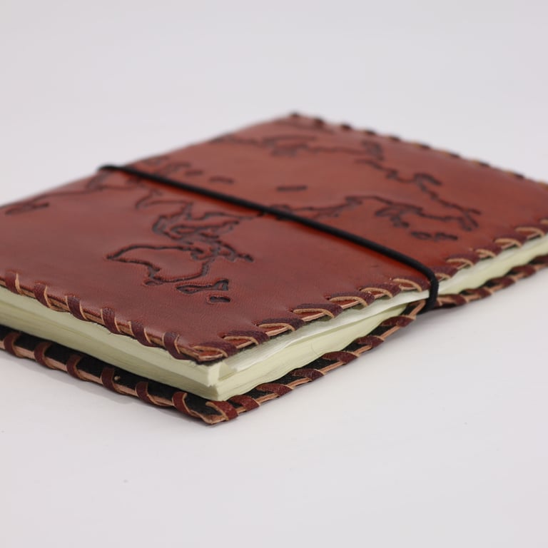 Light Tan Travel Journal - Wrap Cover, 96 Pages, Portable Size 17x13cm