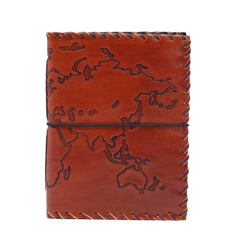 Light Tan Travel Journal - Wrap Cover, 96 Pages, Portable Size 17x13cm