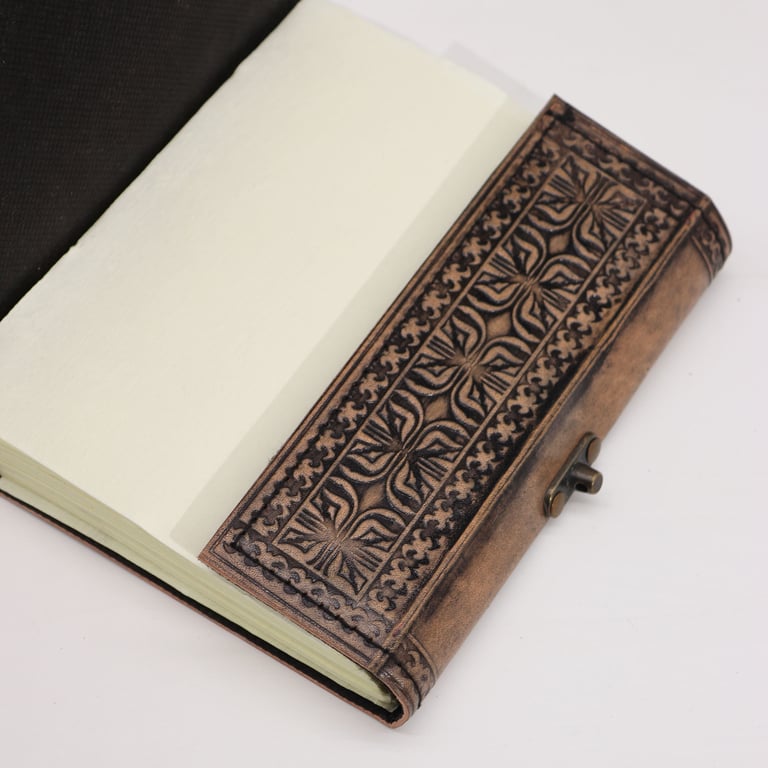 Antique Grey Esoteric Notebook (200 Pages, Stitched Edge) - Hamsa