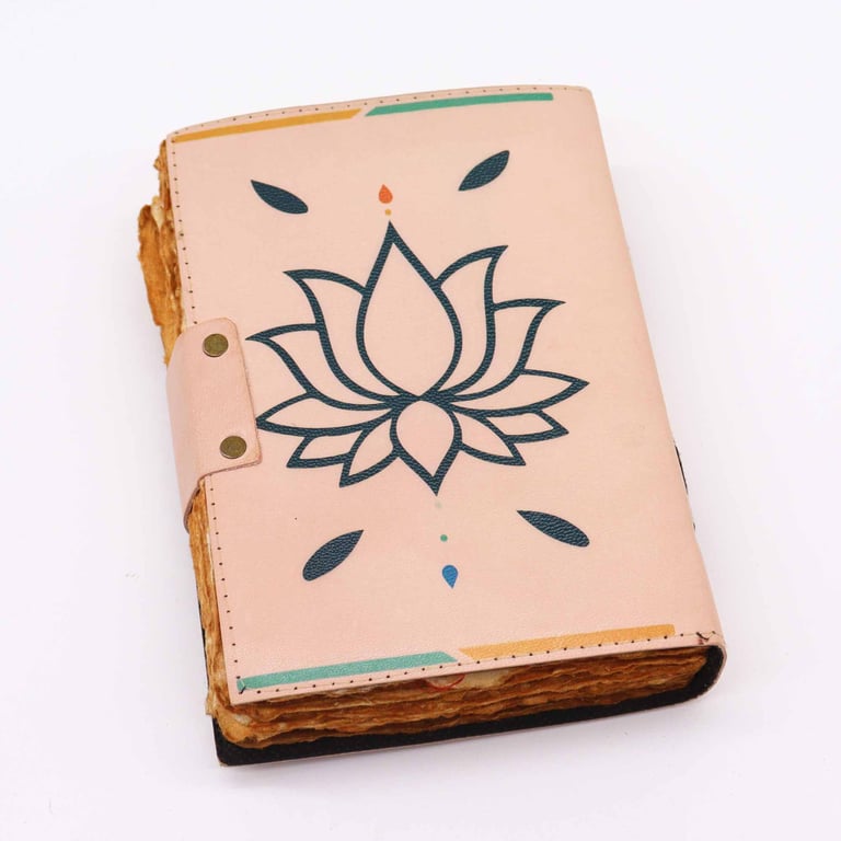 Leather Seven Chakra Deckle-edge Notebook - Handcrafted Multi-Color Design