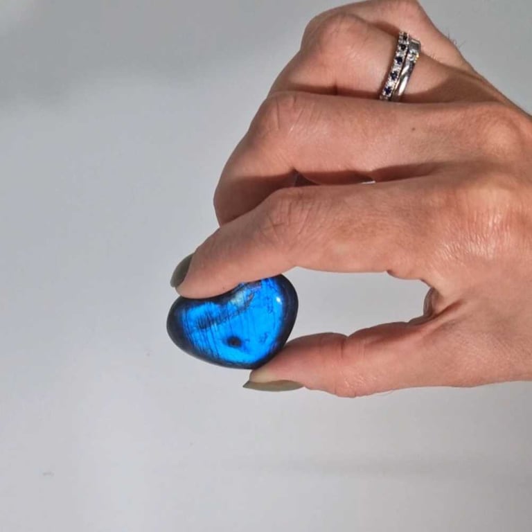 Madagascar Labradorite Heart-Shaped Gemstone - 40mm Crystal Healing Stone