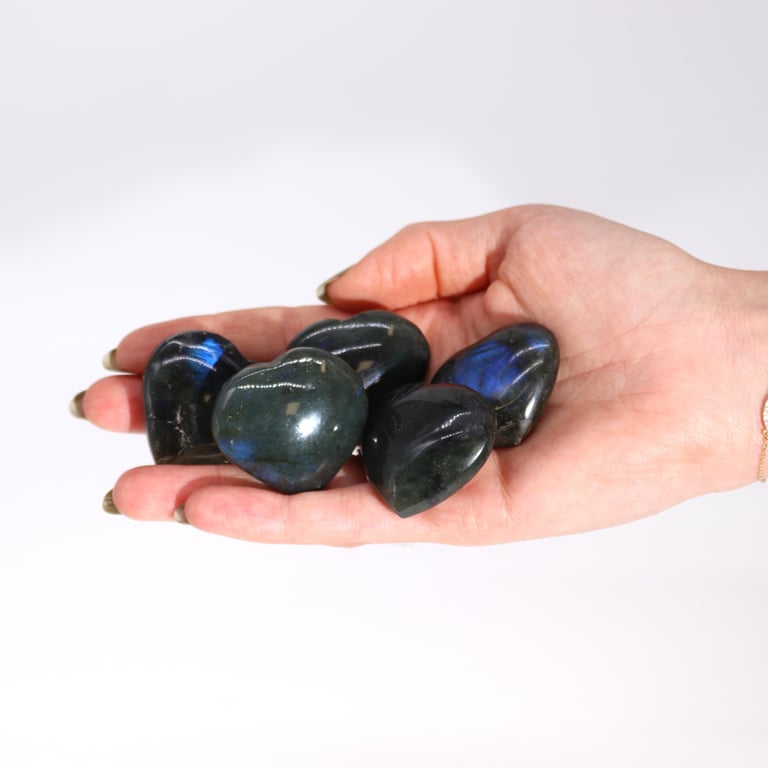 Madagascar Labradorite Heart-Shaped Gemstone - 40mm Crystal Healing Stone
