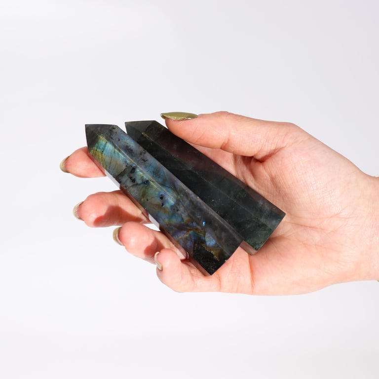 Madagascar Labradorite Gemstone Point - Natural Crystal 50-65gm 100x28mm