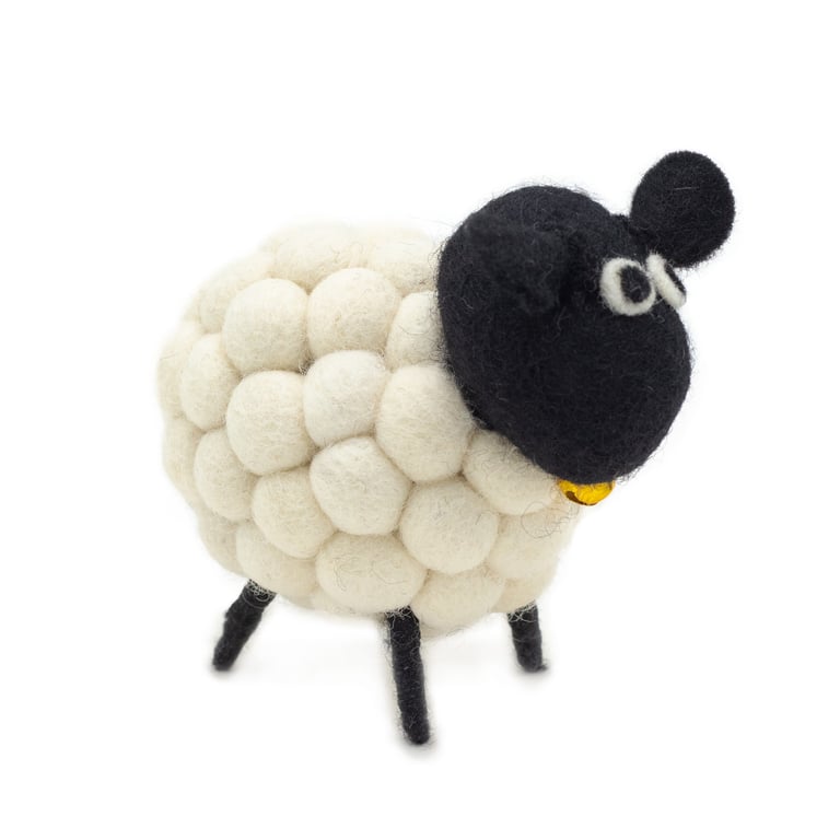 Soft Felt Sheep Toy - Little White Woolen Plushie Made from Quality Felt Material