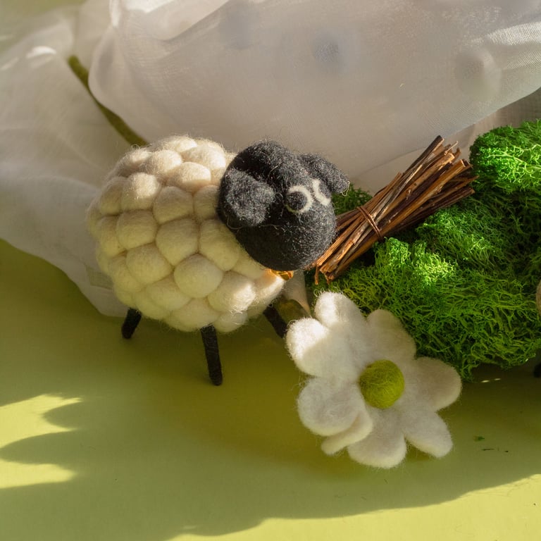 Soft Felt Sheep Toy - Little White Woolen Plushie Made from Quality Felt Material