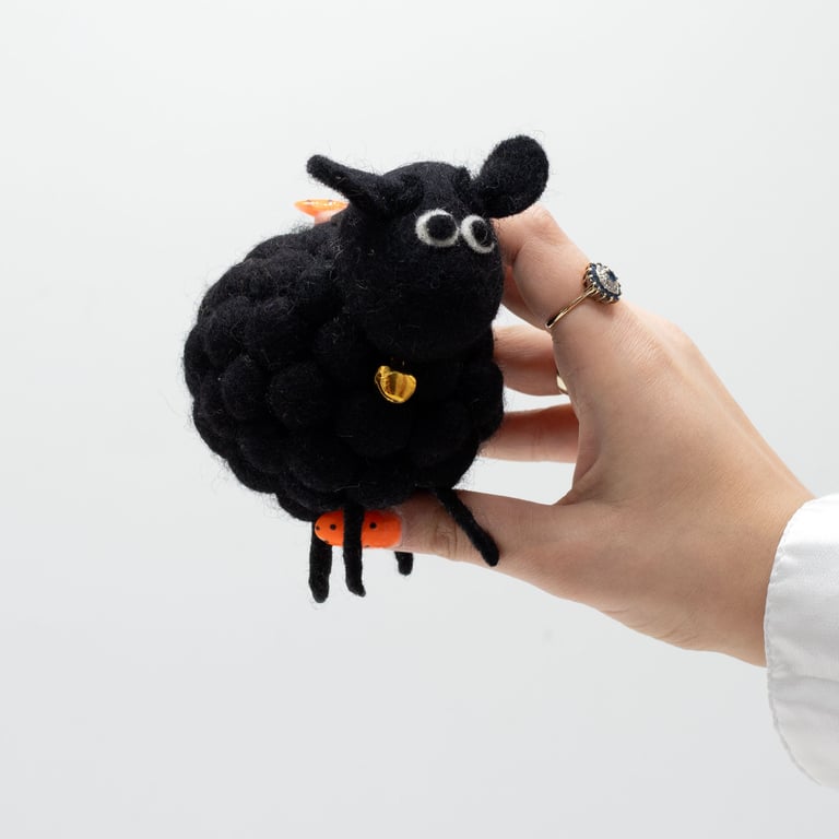 Little Felt Sheep - Soft and Cute Black Plush Toy