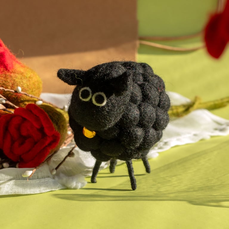 Little Felt Sheep - Soft and Cute Black Plush Toy