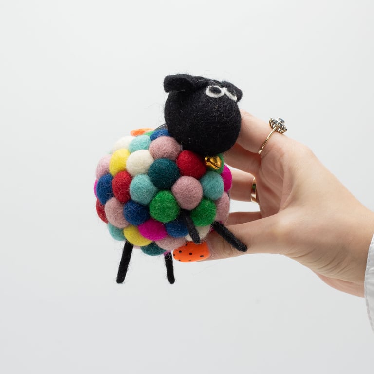Multi Colour Little Felt Sheep Soft Toy Craft Figurine