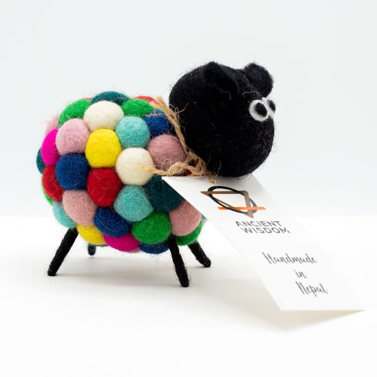 Multi Colour Little Felt Sheep Soft Toy Craft Figurine
