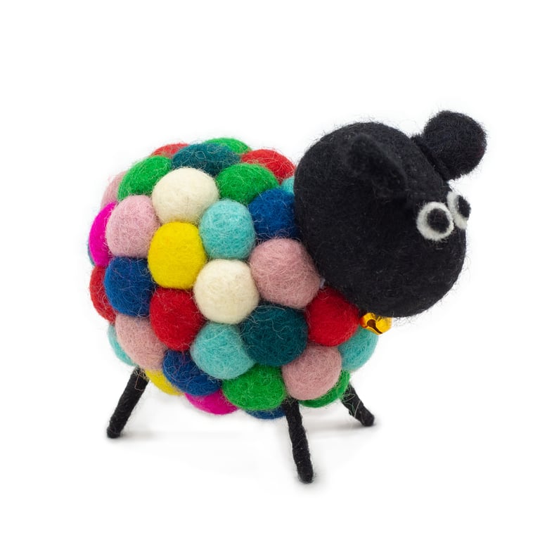 Multi Colour Little Felt Sheep Soft Toy Craft Figurine
