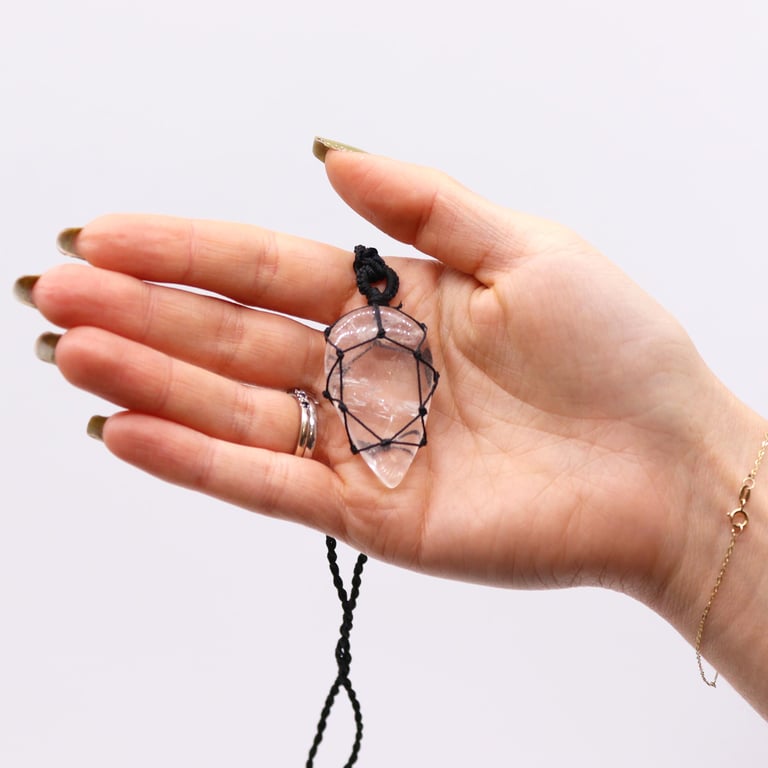Rock Quartz Laced Gemstone Teardrop Pendant - Elegant Gemstone Jewelry Design