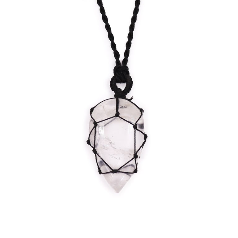 Rock Quartz Laced Gemstone Teardrop Pendant - Elegant Gemstone Jewelry Design