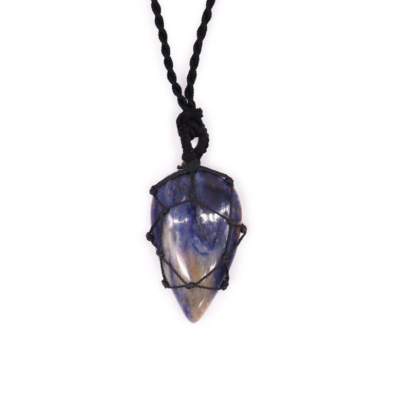 Sodalite Laced Gemstone Teardrop Pendant Necklace