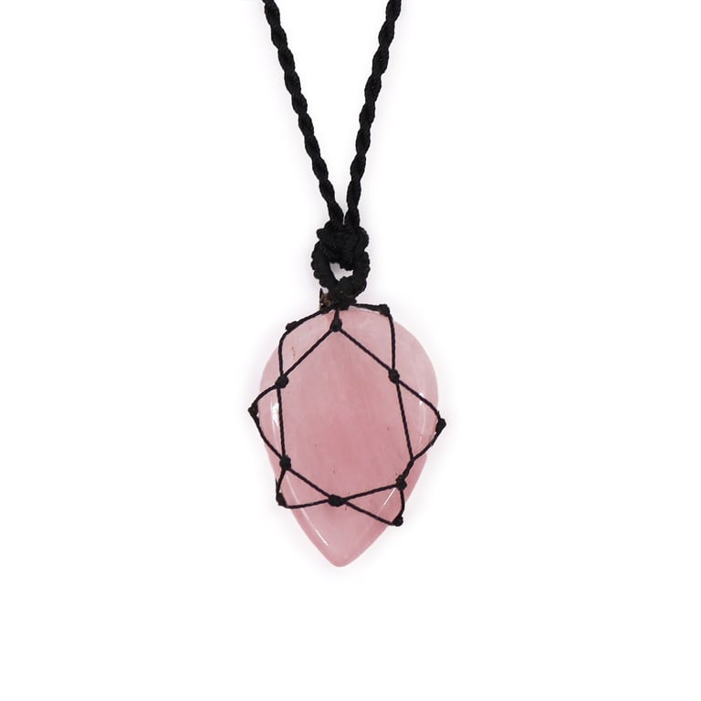 Rose Quartz Laced Gemstone Teardrop Pendant - English Jewelry