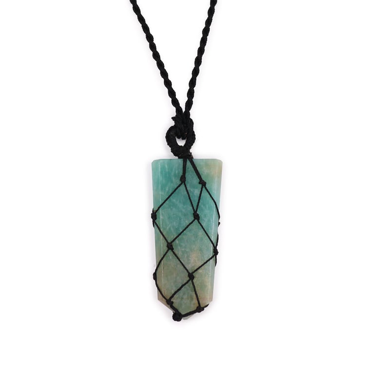 Amazonite Laced Gemstone Flat Point Pendant - Elegant Home Decor and Fashion Accessory