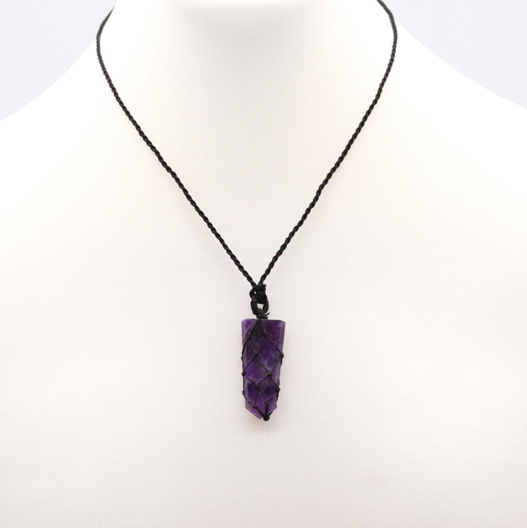 Amethyst Laced Gemstone Flat Point Pendant for Women - Elegant Crystal Jewelry