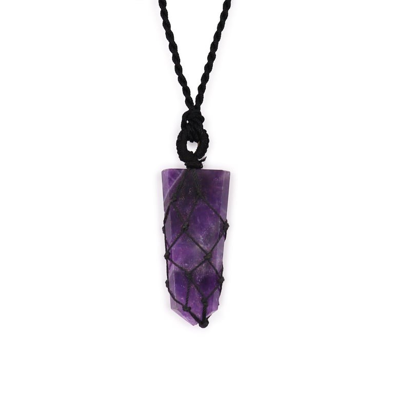 Amethyst Laced Gemstone Flat Point Pendant for Women - Elegant Crystal Jewelry