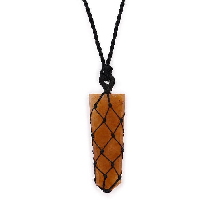 Golden Quartz Laced Gemstone Flat Point Pendant - Elegant Home Decor Fashion Jewelry