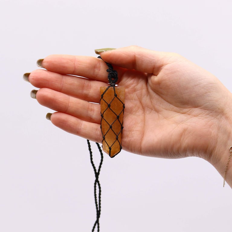 Golden Quartz Laced Gemstone Flat Point Pendant - Elegant Home Decor Fashion Jewelry