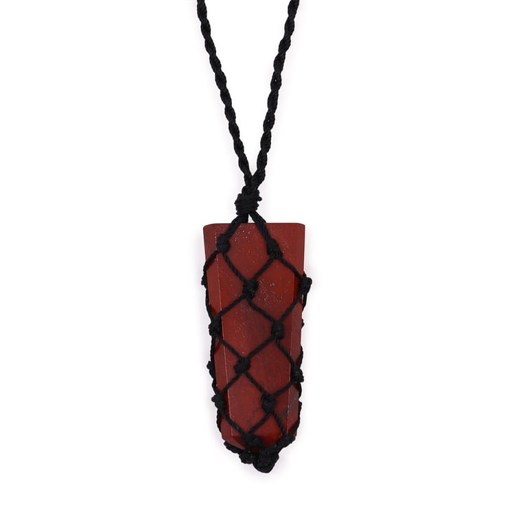 Red Jasper Laced Gemstone Flat Point Pendant - Elegant Red Stone Jewelry