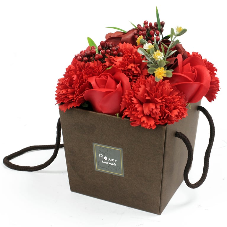 Handcrafted Red Rose & Carnation Soap Bouquet - Luxurious Scents & Aromatherapy, Premium Brand