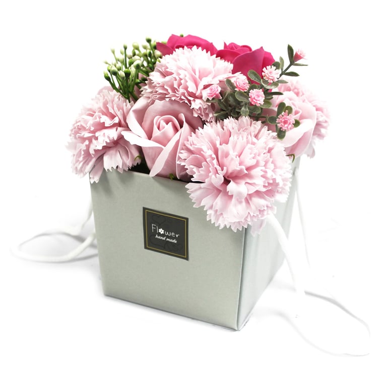 Handcrafted Soap Bouquet - Pink Rose & Carnation - Premium Aromatherapy Soaps