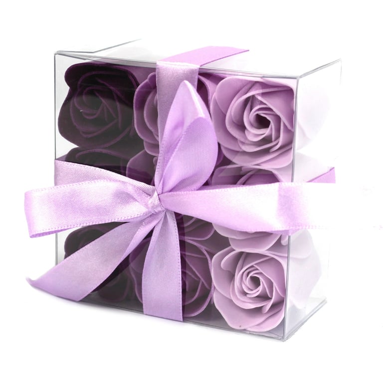 Lavender Roses 9 Piece Soap Flower Set - Bath Soap Flowers for Relaxation
