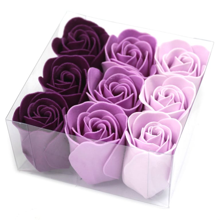 Lavender Roses 9 Piece Soap Flower Set - Bath Soap Flowers for Relaxation