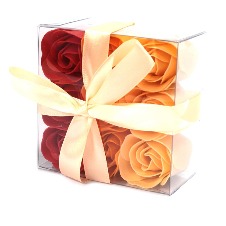 Set of 9 Floral Soap Box - Peach Roses Bath Soap Flowers Holder