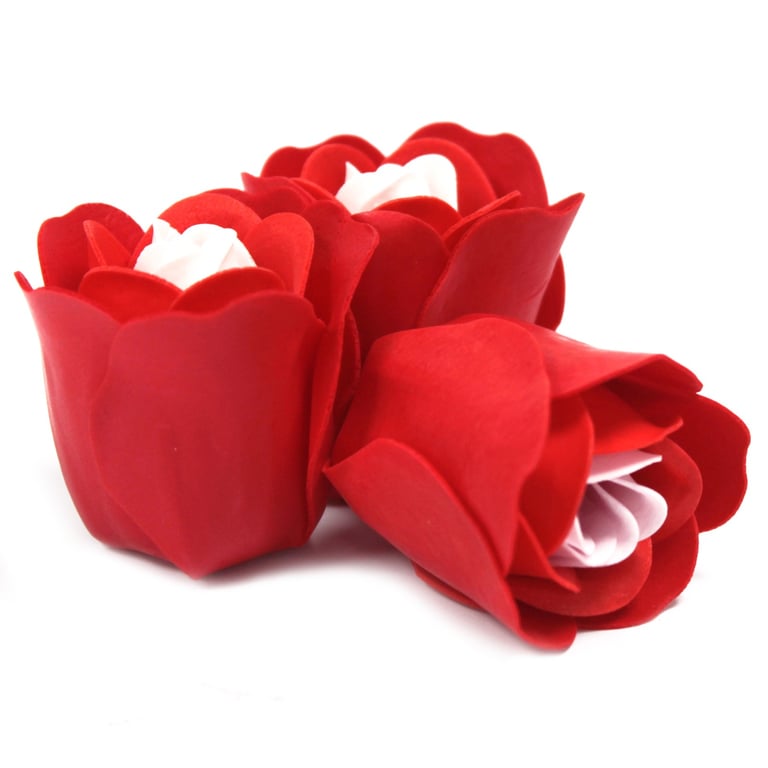 Red Roses Soap Flower Heart Box Set - Home Beauty Gift & Romantic Shower Present