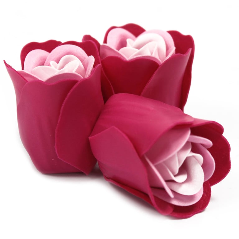 Set of 3 Soap Flower Heart Box - Pink Roses Beauty Gift for Home Decor and Wedding Favors