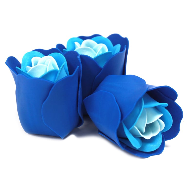 Blue Wedding Roses Soap Flower Heart Box Set - Home Beauty Gift Set